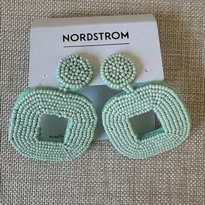 Nordstrom Light Green Beaded Statement Earrings